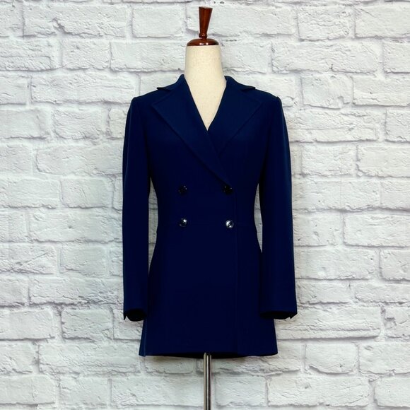 ICB Navy Blue Wool Double-Breasted Blazer - Picture 1 of 6